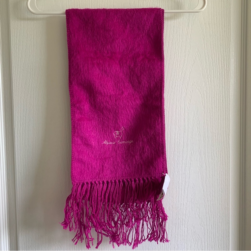 Alpaca Wool Pink Fringe Scarf
